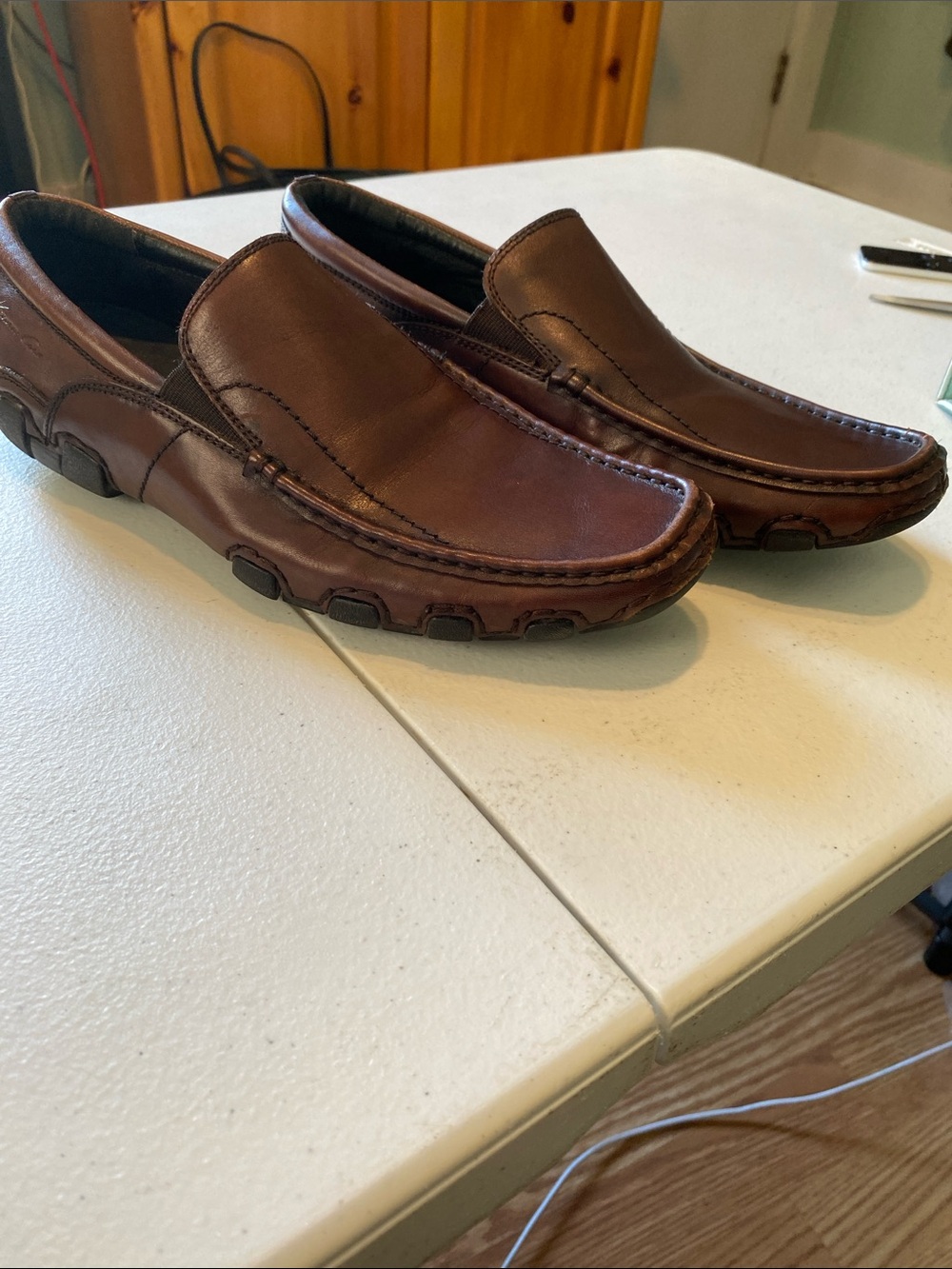 Kenneth Cole Men's Brown Leather Slip-On Driving Loafers Sz. 8.5